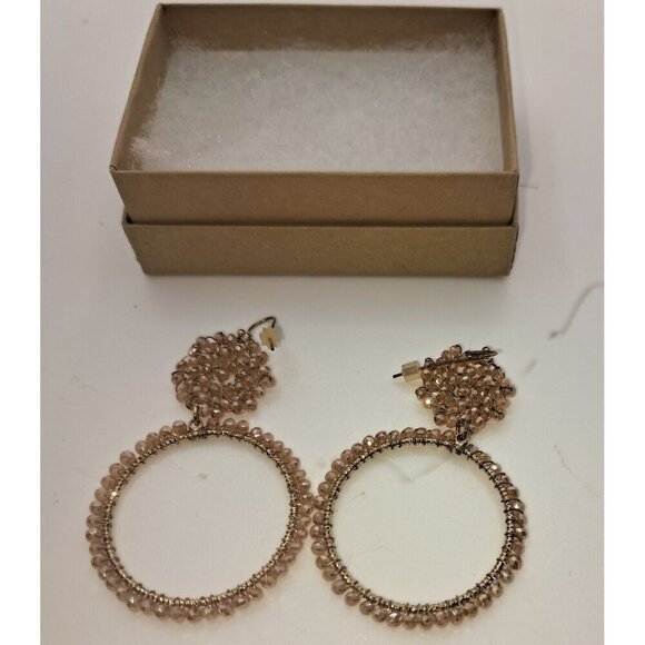 Marcel Women's Earrings Round Sparkly Peach Gold tone Costume Jewelry Nwot - Picture 4 of 12